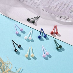 (52) Непрозрачная лаванда Гипоаллергенные серьги-гвоздики из биокерамики с цирконием и керамикой, круглый шар, не выцветает и не содержит никеля, разноцветные, 15x3.8 мм