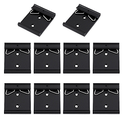 Черный 10шт. алюминиевый сплав DIN-рейка монтажный зажим монтажный кронштейн, чёрные, 50x42x8.5 мм, отверстие : 3.5 мм