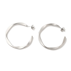 Нержавеющая Сталь Цвет Не тускнеющие 304 серьги-гвоздики из нержавеющей стали в форме буквы С для женщин, цвет нержавеющей стали, 40.5x2 мм