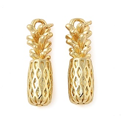 Настоящее золото 18K Латунные подвески, ананас, с целью перехода в кольце, долговечный, без свинца и без кадмия, реальный 18 k позолоченный, 21.5x6 мм, отверстие : 2.5 мм