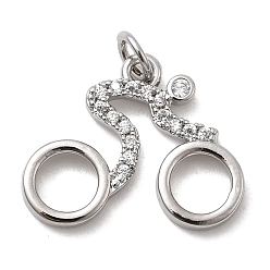 Платина Латунные микро проложить кубического циркония подвески, велосипедисты, долговечный, стойки покрытие, с целью перехода в кольце, платина, 16.5x20.5x2.5 мм