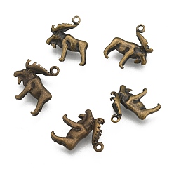 Antique Bronze Brass Pendants, Lead Free & Cadmium Free & Nickel Free, Christmas Reindeer/Stag, Antique Bronze, 15x13x5mm, Hole: 1mm