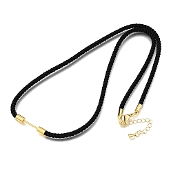 Черный 3мм круглые нейлоновые миланские шнуры для изготовления ожерелий, с латунными выводами и 303 застежками из лобстера из нержавеющей стали, золотые, долговечный, стойки покрытие, чёрные, 19.53 дюйм (49.6 см)