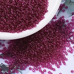 (RR1406) Transparent Fuchsia MIYUKI Round Rocailles Beads, Japanese Seed Beads, (RR1406) Transparent Fuchsia, 11/0, 2x1.3mm, Hole: 0.8mm, about 1100pcs/bottle, 10g/bottle