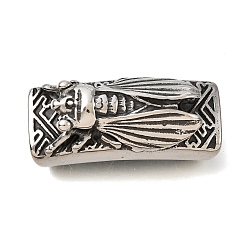 Insects 304 из нержавеющей стали слайд прелести, для изготовления кожаных браслетов, прямоугольные, античное серебро, цикада, 39x15.5x17 мм, отверстие : 13x6.5 мм