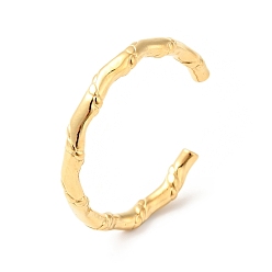 Золотой Ионное покрытие (ip) 304 открытая манжета в форме бамбука из нержавеющей стали для мужчин и женщин, золотые, размер США 8 1/2 (18.5 мм)