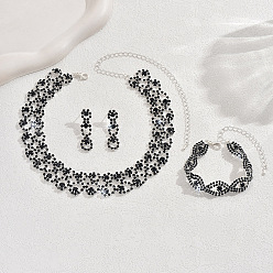 Реактивный Самолет Ожерелья из сплава со стразами и серьги-гвоздики и браслеты наборы, кольцо и глаз, серебряные, струя, 290мм и 150мм и 40мм