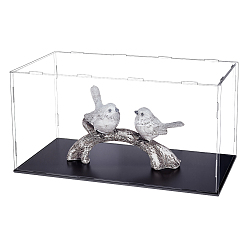 Прозрачный Акриловые коробки дисплея, пылезащитные чехлы, с черной основой, для моделей, строительные блоки, держатели для кукол, прямоугольные, прозрачные, 41.3x21.5x21 см