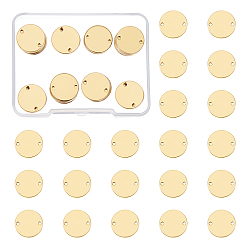 Golden Smooth Brass Links, with 2 Hole, Flat Round, Golden, 14x1mm, Hole: 1mm, 50pcs/box