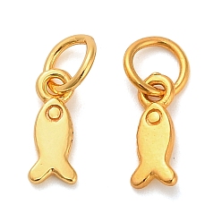 Fish 925 серебряные шармы, золотые, с перемычками и 925 штампом, рыба, 9.5x4x1 мм, отверстие : 3.5 мм