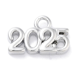 Платинированный Латунь прелести, без кадмия, без никеля и без свинца, число 2025, Реальная платина, 9x14x3 мм, отверстие : 2 мм