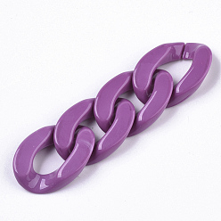 Magenta Opaque Acrylic Linking Rings, Quick Link Connectors, for Curb Chains Making, Twist, Magenta, 30x21x6mm, Inner Diameter: 16x8mm