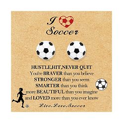 Football Сплав эмаль серьги, платина, футбол, 14 мм