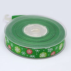 Зеленый Рождество снежинка печатных Grosgrain лента для рождественской подарочной упаковке, зелёные, 1 дюйм (25 мм), о 100yards / рулон (91.44 м / рулон)