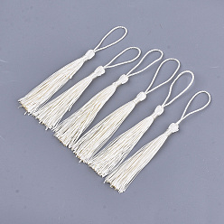 Бежевый Полиэстер кисточка большие подвесные украшения, бежевые, 80~90x6~7 мм