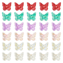 Mixed Color 100Pcs 5 Colors Electroplate Glass Beads, with Golden Foil, Butterfly, Mixed Color, 10x11x4mm, Hole: 1mm, 20pcs/color