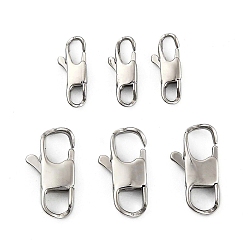 Stainless Steel Color Tarnish Resistant 304 Stainless Steel Lobster Claw Clasps, Stainless Steel Color, 60pcs/box