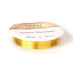 Golden Round Copper Wire for Jewelry Making, Long-Lasting Plated, Golden, 26 Gauge, 0.4mm, about 32.8 Feet(10m)/roll, 10 rolls/group