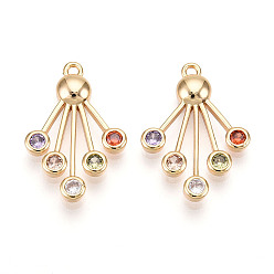 Разноцветный Латунные микро проложить кубического циркония подвески, фанатские прелести, долговечный, без никеля , красочный, 22~22.5x14~16x3 мм, отверстие : 1.2 мм