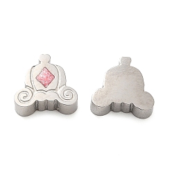 Edelstahl Farbe 304 Edelstahlkugeln, mit Emaille, Kürbiswagen, Edelstahl Farbe, 7x7.5x3.3 mm, Bohrung: 1.9 mm