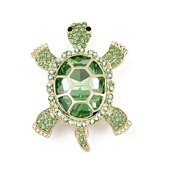 Turtle Брошь из сплава со стразами серии Ocean, изысканная булавка на лацкан для женщин, перидот, черепаха, 55x39 мм