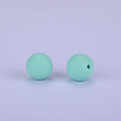 Aquamarine Round Silicone Focal Beads, Chewing Beads For Teethers, DIY Nursing Necklaces Making, Aquamarine, 15mm, Hole: 2mm