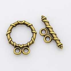 Античная Бронза Застежки тоггл, сплав, тибетский стиль , без свинца и без кадмия, длиной около 18 мм , 15 mm в ширину, около 20 mm длиной, шириной 2 мм , отверстие : 2 мм, Если 10797 у, античная бронза 