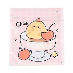 Цыпленок Квадратные пластиковые пакеты с застежкой-молнией, с рисунком мультяшного животного, верхние пакеты с самозапечатыванием, цыпленок, 10.9x10x0.15 см, односторонняя толщина: 2.5 мил(0.065мм)