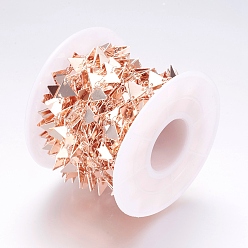 Rose Gold Rack Plating Brass Handmade Chains, Unwelded, with Spool, Triangle, Rose Gold, 6.5x6.5x0.3mm, about 32.8 Feet(10m)/roll