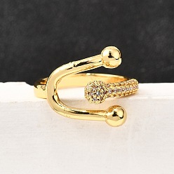 Другие Латунные микро проложить манжеты кольца кубического циркония, золотые, 15 мм, внутренний диаметр: американский размер 6(16.5мм)