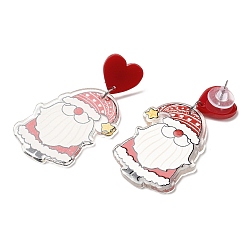 Santa Claus Рождественские женские серьги-гвоздики из акрила со булавкой из нержавеющей стали 304, Дед Мороз, 55x28.5 мм