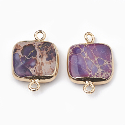 Имперская яшма Гальванический натуральный регалит / императорская яшма / яшма из морских отложений, со сплавочной фурнитурой, квадратный, 24.5x16x5 мм, отверстие : 2 мм