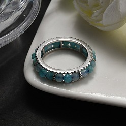 Амазонит Оригинальный дизайн 925 кольца из стерлингового серебра, с натуральным амазонитом, Реальная платина, 5.5 мм, внутренний диаметр: 18 мм