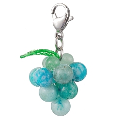 Природный Драгоценный Камень Подвеска из винограда натуральный гемиморфит украшение, 304 подвески-застежки-лобстеры из нержавеющей стали для украшений сумок, 38.5 мм