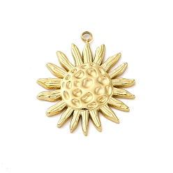 Настоящее золото 18K 304 подвески из нержавеющей стали, вакуумное покрытие pvd, цветочный шарм, реальный 18 k позолоченный, 27.5x23x2.5 мм, отверстие : 2 мм