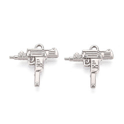 Нержавеющая Сталь Цвет 304 подвески из нержавеющей стали, форма пистолета, цвет нержавеющей стали, 16x16.5x2.5 мм, отверстие : 1.2 мм