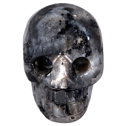 Лабрадорита Резные фигурки черепа из натурального лабрадорита, для домашнего украшения рабочего стола, 26x18x16 мм