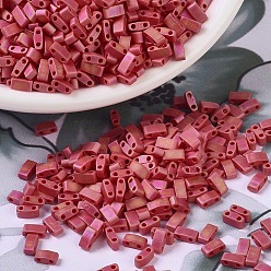 (HTL408FR) Matte Opaque Red AB MIYUKI Half TILA Beads, Japanese Seed Beads, 2 Hole, (HTL408FR) Matte Opaque Red AB, 5x2.3x1.9mm, Hole: 0.8mm, about 12500pcs/500g