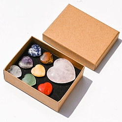 Смешанные камни Набор фигурок исцеления сердца из драгоценных камней чакры, Украшения из камня с энергией Рейки, 60~100x20~300 мм