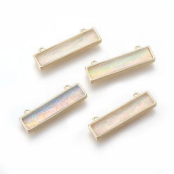Yellow Synthetic Opal Pendants, with Brass Findings, Rectangle, Golden, Yellow, 26.5x8.5~9x4~4.5mm, Hole: 1.2mm