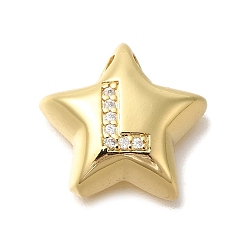 Letter L Стойка металлическая латунная микропрофилированная кубическая циркония подвески, долговечный, без кадмия и без свинца, буквы, реальный 18 k позолоченный, Письмо L, 15.5x16.5x5.5 мм, отверстие : 3 мм