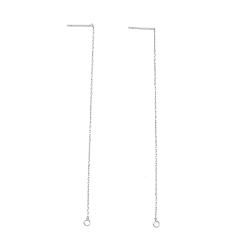 Нержавеющая Сталь Цвет Не тускнеет 304 фурнитура для сережек-гвоздиков из нержавеющей стали, кабельные цепи ушная нить с петлями, цвет нержавеющей стали, 100~109x0.7x0.25 мм, отверстие : 1.7 мм, штифты : 0.7 мм