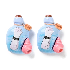 Синий Кабошоны из смолы морской серии, бутылочный пост, синие, 30x21x9 мм