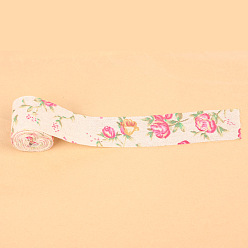 Цветок Хлопчатобумажная и льняная проволочная лента, для рождественской вечеринки, Подарочная упаковка, домашнего декора, изготовление ремесел, цветочный узор, 1-1/2 дюйм (38 мм), около 2.95 ярдов (2.7 м) / рулон