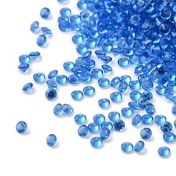 Cornflower Blue Cubic Zirconia Cabochons, Faceted Diamond, Cornflower Blue, 1.5x1mm