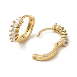 Light Gold Brass Hoop Earrings, with Glass, Light Gold, 14x4.5mm