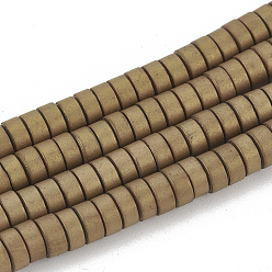 с Покрытием Меди Гальванизировать немагнитных синтетический гематит бисер пряди, матовый стиль, пончик, с медным покрытием, 4x2 мм, отверстие : 2.5 мм, около 200 шт / нитка, 15.7 дюйм