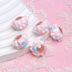 Розовый Непрозрачные акриловые бусины, бусины ручной работы, Эмаль стиле, рондель, туманная роза, 18~23 мм