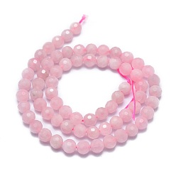 Rose Quartz Natural Rose Quartz Beads Strands, Faceted, Round, 6mm, Hole: 0.8mm, about 67pcs/strand, 15.7 inch(40cm)