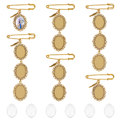 Античное Золото Железные овальные звенья для основы броши, с прозрачными стеклянными кабошонами и подвесками-крылышками из сплава, античное золото , 55~135 мм